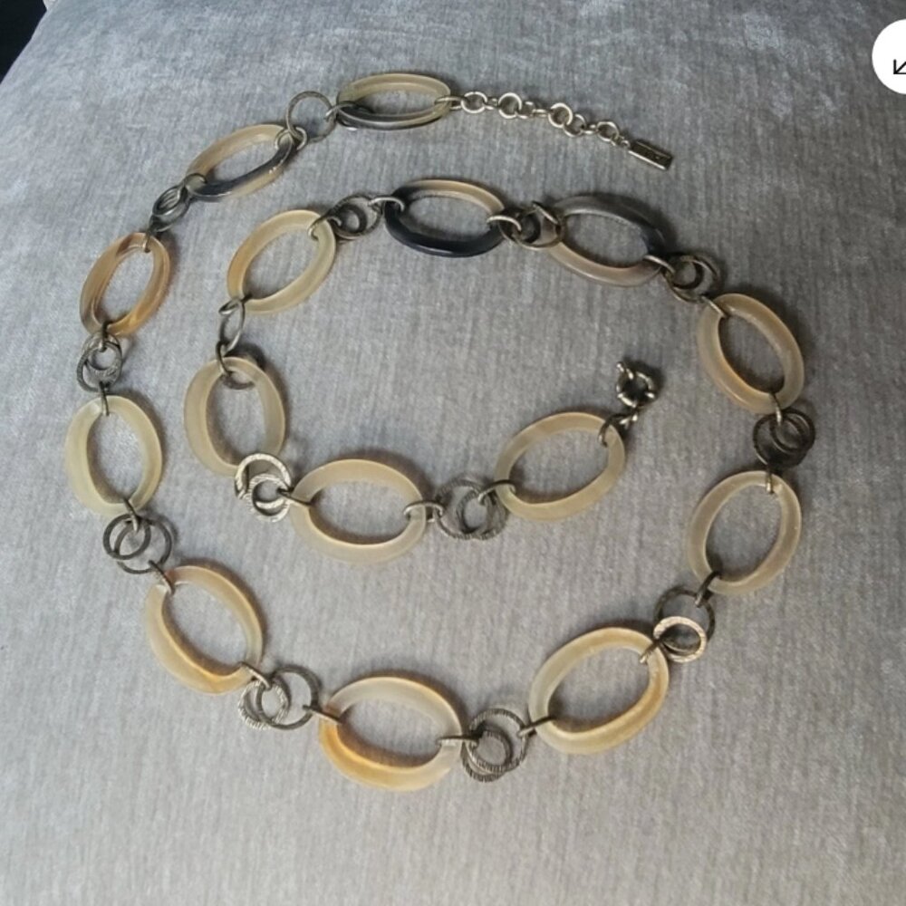 Silpada K&R Retired Buffalo Horn and Brass Necklace 36"